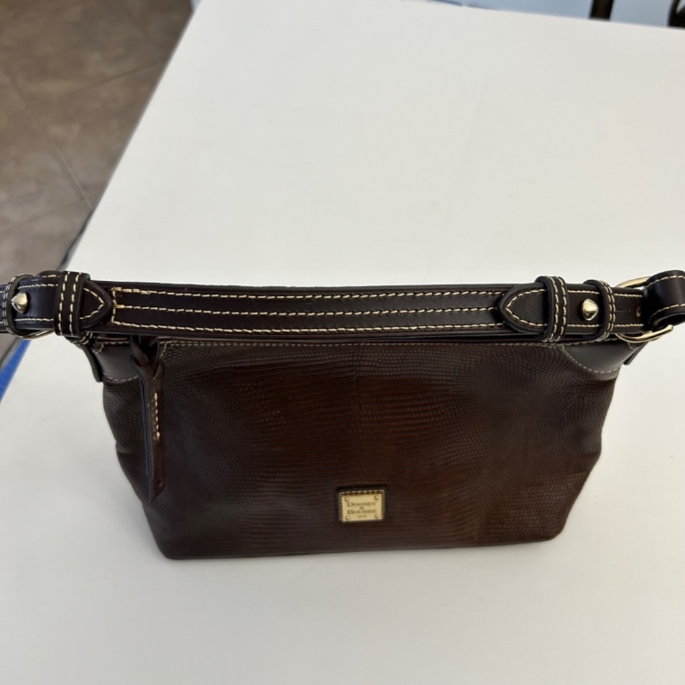 Dooney & Bourke Embossed Lizard Hobo Sholder Bag in Brown - Picture 5 of 10